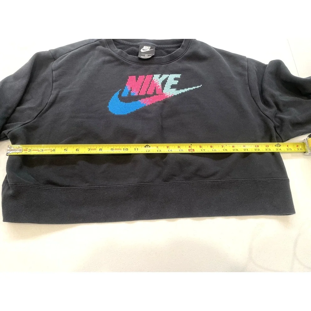 Women's Nike Crop top‎ Pullover Sweatshirt Size 1X Black Logo Swoosh Athletic